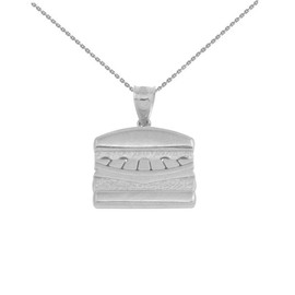 White Gold Hamburger Pendant Necklace