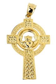 Yellow Gold Claddagh Cross Pendant