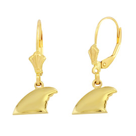 14K Yellow Gold Shark Fin Earring Set