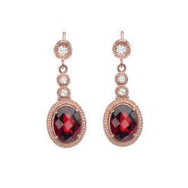Rose Gold Diamond and Garnet Earrings