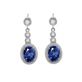 White Gold Diamond Earrings With September (LCS) Birthstone