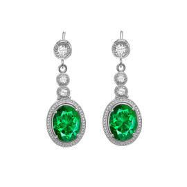 White Gold Diamond Earrings With May (LCE) Birthstone