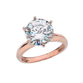 Rose Gold Over 7 Ct Round Solitaire Engagement/Proposal Ring