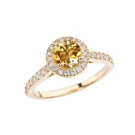 Yellow Gold Diamond and Citrine Engagement/Proposal Ring