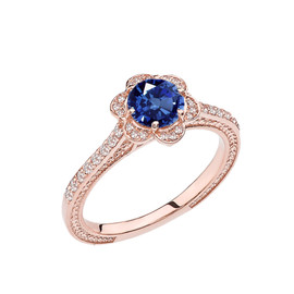 Sapphire and Diamond Rose Gold Engagement/Proposal Ring