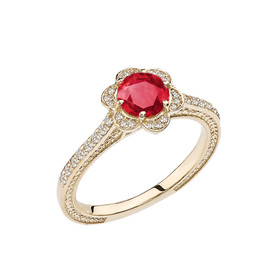 Ruby and Diamond Yellow Gold Engagement/Proposal Ring