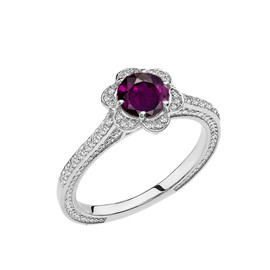 Alexandrite(LCAL) and Diamond White Gold Engagement/Proposal Ring