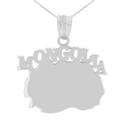 White Gold  Mongolia Country Pendant Necklace