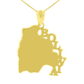 Yellow Gold Bolivia Country Pendant Necklace