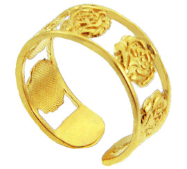 Yellow Gold Roses Toe Ring