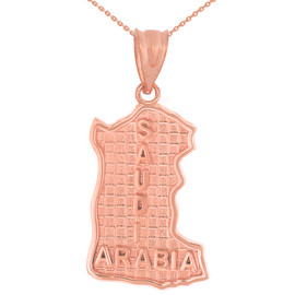 Solid Rose Gold Country of Saudi Arabia Geography Pendant Necklace