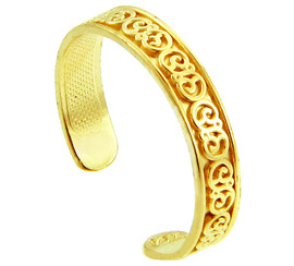 Fancy Floral Yellow Gold Toe Ring