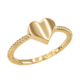 Polished Gold Heart Love Ring for Women