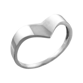 Solid White Gold Chevron Ring for Women