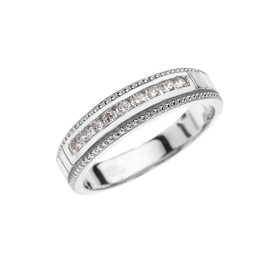 White Gold Cubic Zirconia Wedding Band For Her