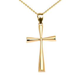 Yellow Gold Beautiful Cross Pendant Necklace