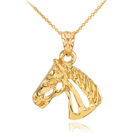 Gold Lucky Horse Head Pendant Necklace