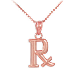 Rose Gold Rx Prescription Symbol Charm Pendant Necklace