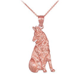 Rose Gold German Shepherd Dog Charm Pendant Necklace