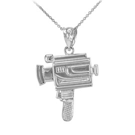 White Gold Vintage Nostalgic Video Home Recorder Pendant