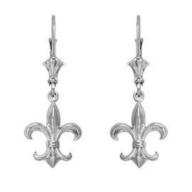 14k White Gold Fleur-de-Lis Earrings