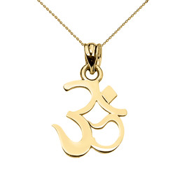 Yellow Gold OHM (OM) Ganesh Pendant Necklace