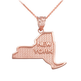 Rose Gold New York State Map Pendant Necklace