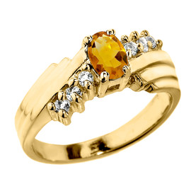 Dazzling Yellow Gold Diamond and Citrine Proposal Ring