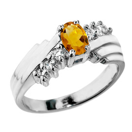 Dazzling White Gold Diamond and Citrine Proposal Ring