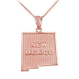 Rose Gold New Mexico State Map Pendant Necklace