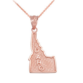 Rose Gold Idaho State Map Pendant Necklace