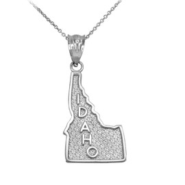 Sterling Silver Idaho State Map Pendant Necklace