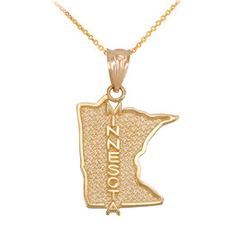 Yellow Gold Minnesota State Map Pendant Necklace