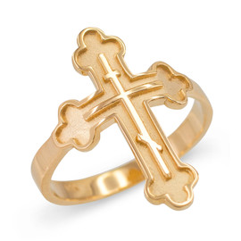 Russian Orthodox Cross Ring in Yellow Gold