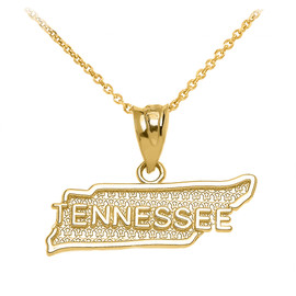 Yellow Gold Tennessee State Map Pendant Necklace