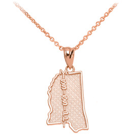 Rose Gold Mississippi State Map Pendant Necklace