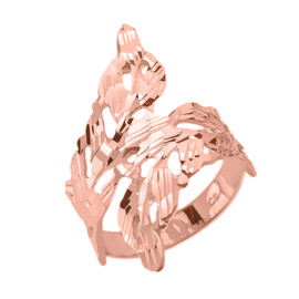 Rose Gold Diamond Cut Laurel Wreath Wrap Ring