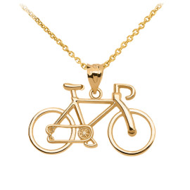 Yellow Gold Bicycle Pendant Necklace