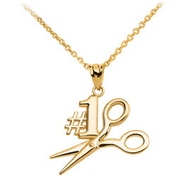 Yellow Gold #1 Hairstylist Pendant Necklace