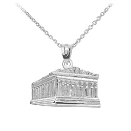 White Gold Parthenon In Acropolis Greece Pendant Necklace