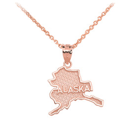 Rose Gold Alaska State Map Pendant Necklace