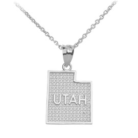 Sterling Silver Utah State Map Pendant Necklace