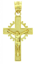 Yellow Gold Crucifix Pendant - The Crown Crucifix