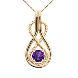 Infinity Rope February Birthstone Amethyst Yellow Gold Pendant Necklace