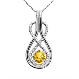 Infinity Rope November Birthstone Citrine White Gold Pendant Necklace