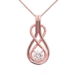Infinity Rope Diamond Rose Gold Pendant Necklace