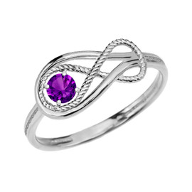 Amethyst Rope Infinity White Gold Ring