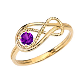 Amethyst Rope Infinity Yellow Gold Ring