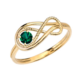 Emerald Rope Infinity Yellow Gold Ring