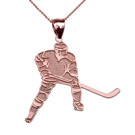 Hockey Player Sports Rose Gold Pendant Necklace